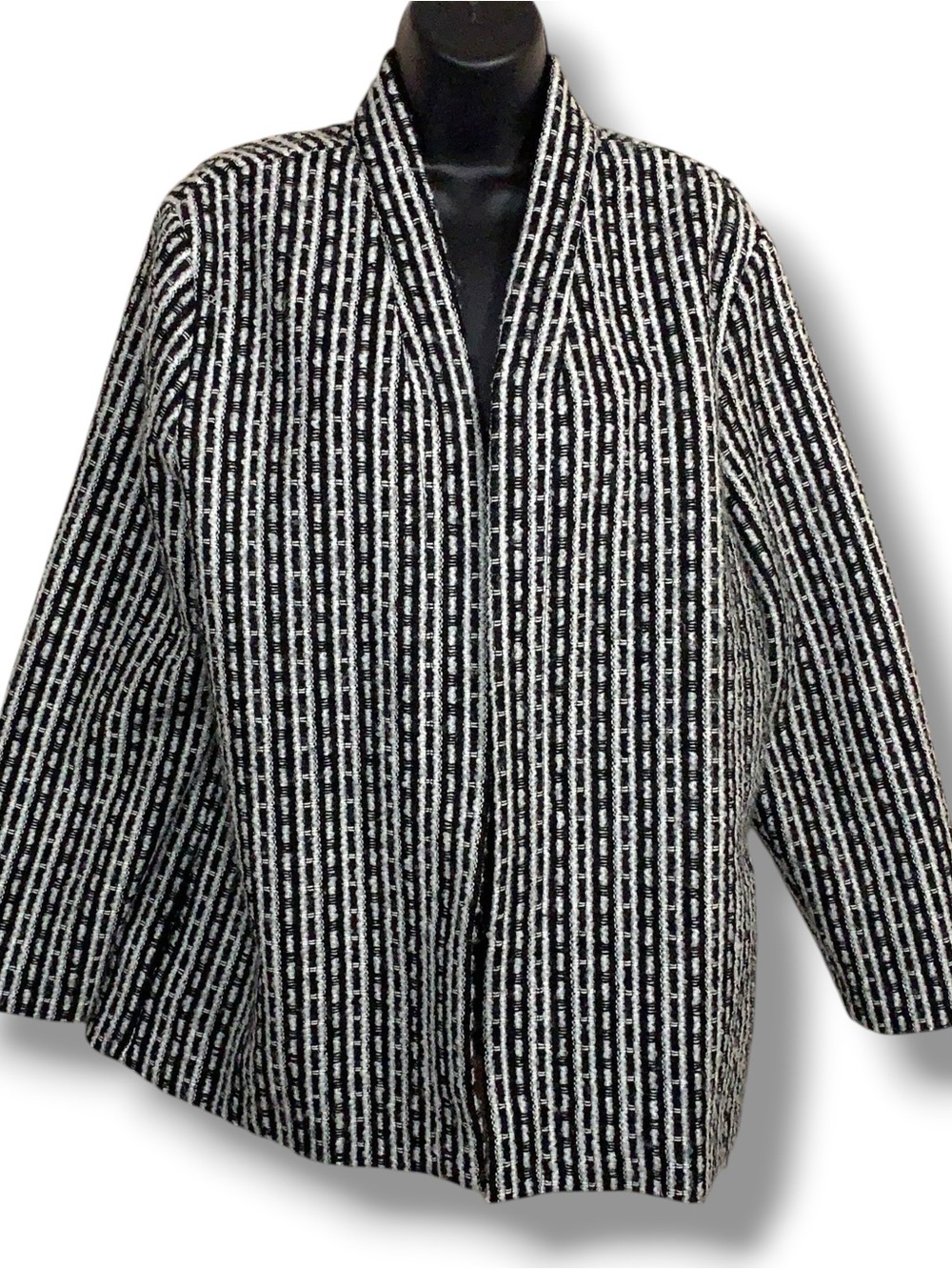 Vintage Size 12 Graff California Wear Blazer Jacket Womens Black White Classic